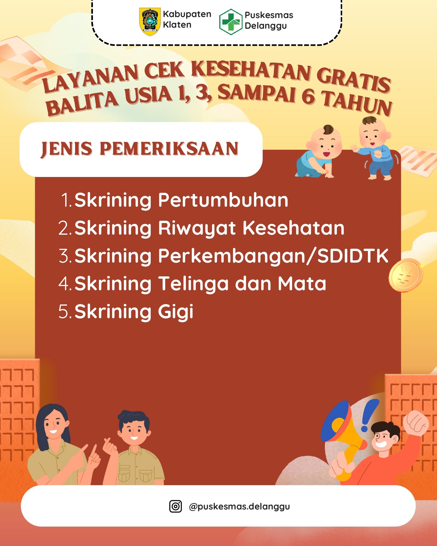 YUK CEK KESEHATAN GRATIS DI PUSKESMAS DELANGGU