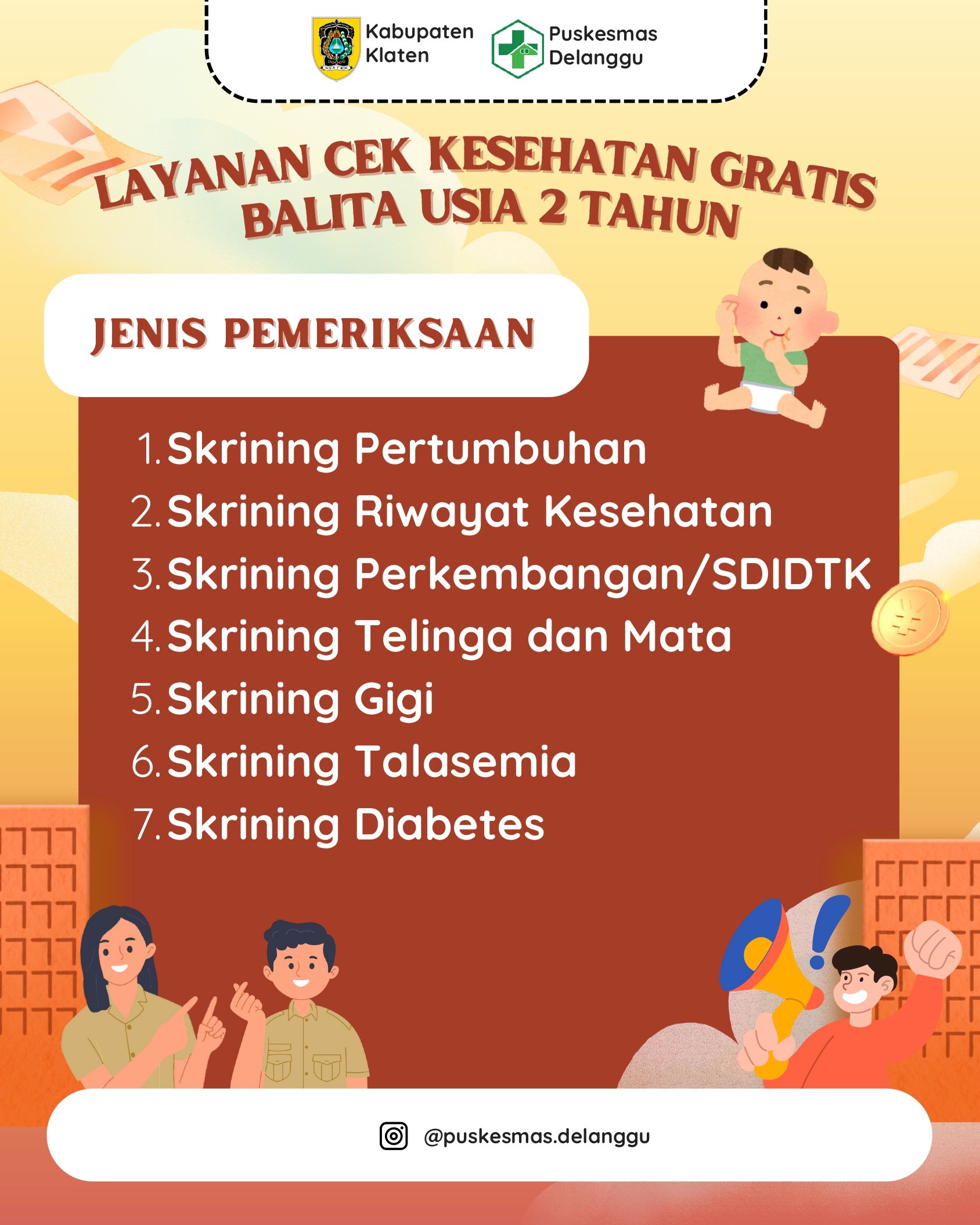 YUK CEK KESEHATAN GRATIS DI PUSKESMAS DELANGGU