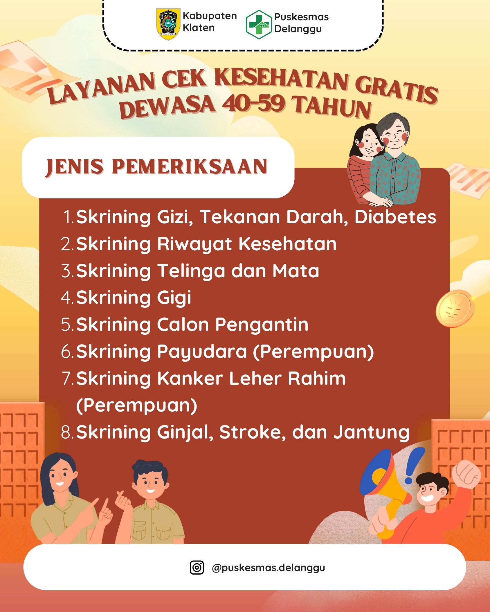 YUK CEK KESEHATAN GRATIS DI PUSKESMAS DELANGGU